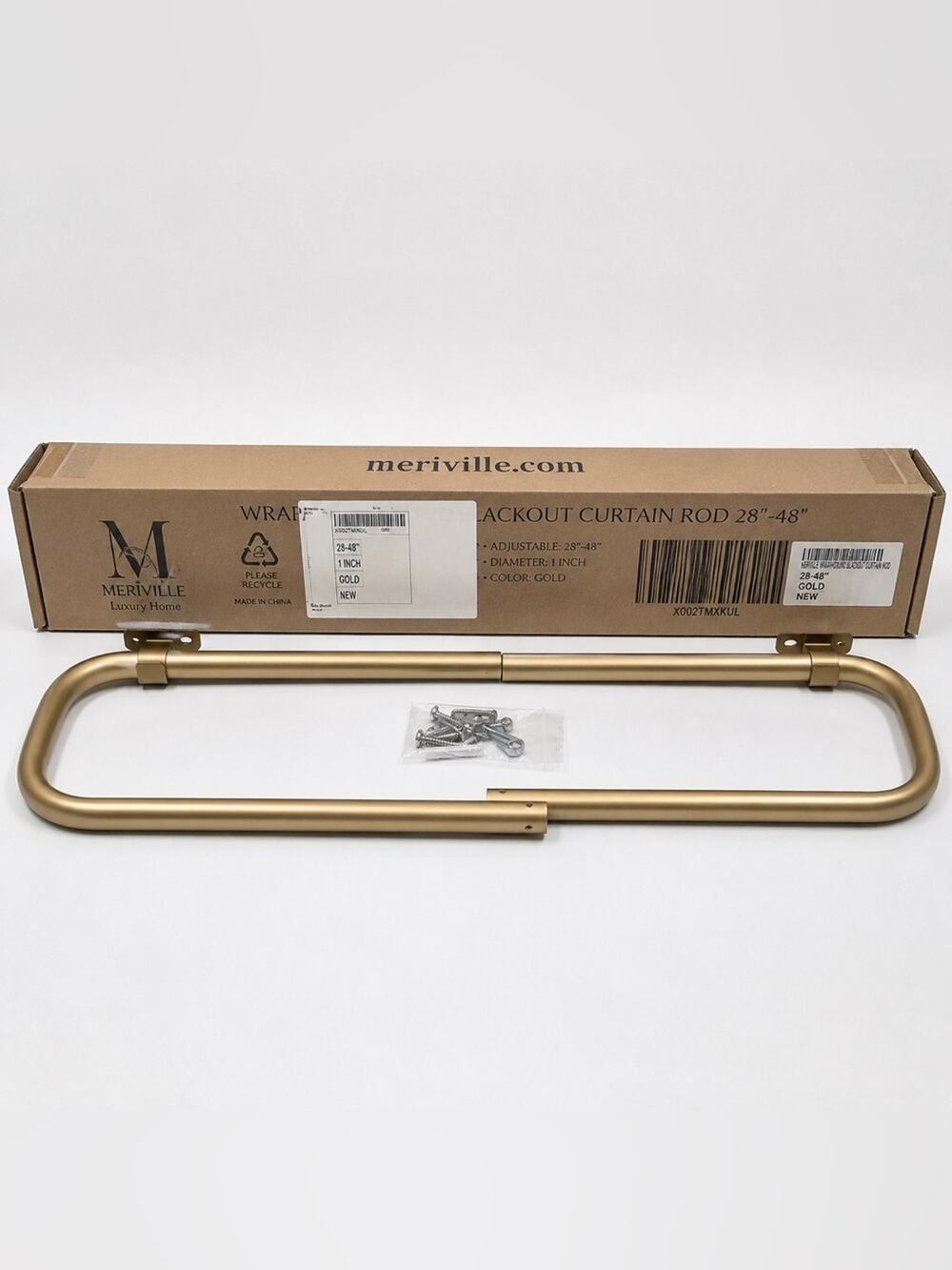 Meriville Gold Wraparound Blackout Curtain Rod 28”-48” Adjustable